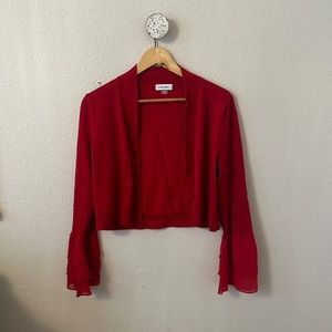 Red cropped cardigan